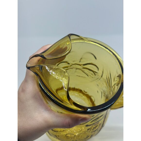 Vintage 1970's Libbey Country Garden Pitcher & 2 Drink Glasses Amber Decor - Picture 8 of 10